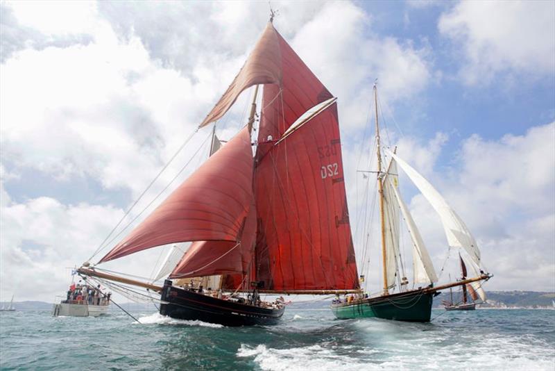 Jolie Brise (L) and Pegasus (R) at ASTO Dartmouth to Gosport Race 2016 photo copyright Max Mudie / UK Sail Training taken at  and featuring the Tall Ships class