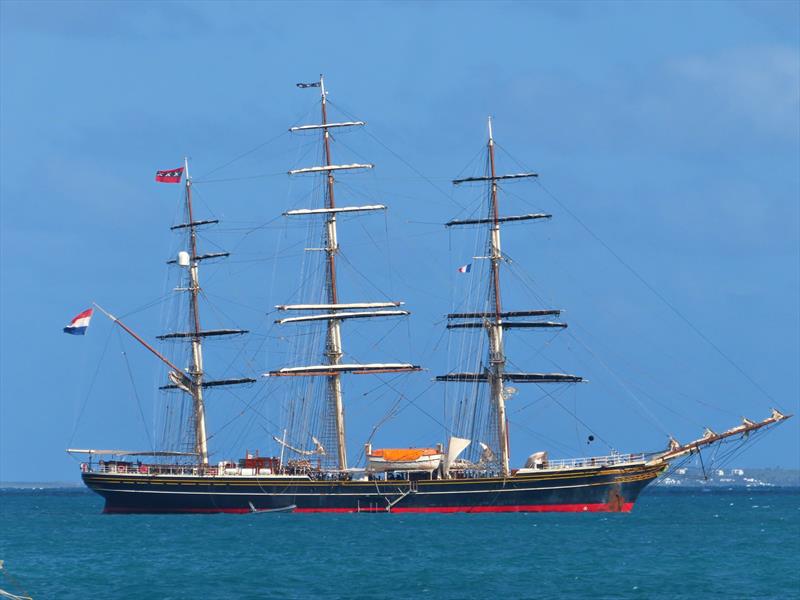 Stad Amsterdam anchored in the Baie de Marigot Saint Martin photo copyright Caribbean Sail Training taken at  and featuring the Tall Ships class