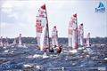 Chris Dance & Peter Hackett #2980 leading on a broad reach from Hugh & Anna Tait #2925 on Race Day 1 during the NSW Tasar States 2022 © Sail Port Stephens / @sailorgirlHQ