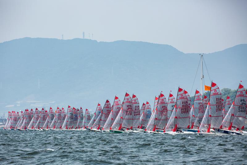 A busy start line for 97 boats at the 2017 Tasar Worlds in Gamagori, Japan photo copyright Junichi Hirai / Bulkhead Magazine Japan taken at  and featuring the Tasar class