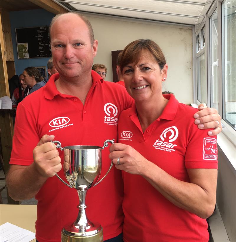 Our new Champions Jeremy and Suzanne Hawkins during the Tasar Nationals at Porthpean - photo © Sarah Desjonqueres