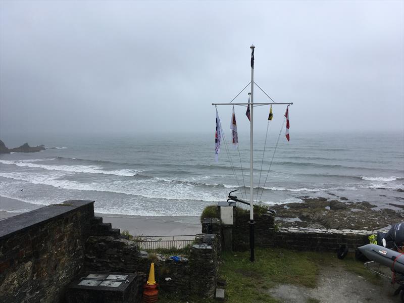 Day 3 surf and no sailing, just 2 boogie boarders and a seal during the Tasar Nationals at Porthpean - photo © Sarah Desjonqueres