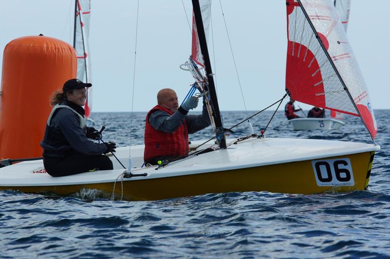 Anna Weld and Brian Phillips during the Tasar Nationals at Porthpean photo copyright Chris Bilkey taken at Porthpean Sailing Club and featuring the Tasar class