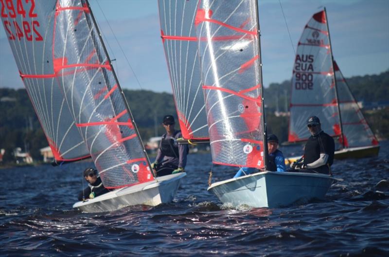 Podium 2nd and 3rd place getters James & Tara Burman, and Rick Longbottom & Darryl Bentley during the NSW Tasar State Championship 2021 photo copyright Paul Bellamy taken at Speers Point Amateur Sailing Club and featuring the Tasar class