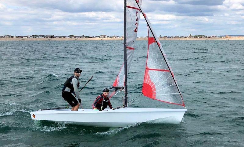 James and Tara Burman win the practice race before the Tasar World Championship at Hayling Island photo copyright HISC taken at Hayling Island Sailing Club and featuring the Tasar class