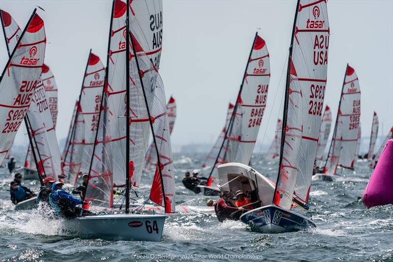2024 Tasar World Championships at Sandringham Yacht Club Day 1: Top mark 100 percent action packed photo copyright Beau Outteridge taken at Sandringham Yacht Club and featuring the Tasar class