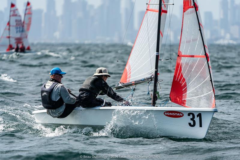 2024 Tasar World Championships at Sandringham Yacht Club Day 1: Team Bulka father and son take control in race 2 photo copyright Beau Outteridge taken at Sandringham Yacht Club and featuring the Tasar class