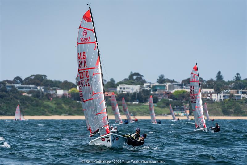 2024 Tasar World Championships at Sandringham Yacht Club Day 1: Race 1 winners James Sly and Eliza Solly photo copyright Beau Outteridge taken at Sandringham Yacht Club and featuring the Tasar class