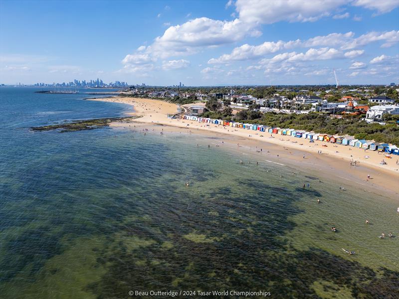 2024 Tasar World Championships at Sandringham Yacht Club Day 2: Bathing Boxes in Bayside photo copyright Beau Outteridge taken at Sandringham Yacht Club and featuring the Tasar class