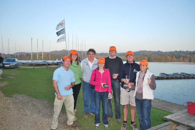 Twisted Tube Random Pairs Team Racing winners (left to right) Barney Smith, Alannah Witherby, Alan Guy, Jo Bailey, Tom Hebbert, John Greenland & Ruth Verrier-Jones photo copyright Tom Clay taken at  and featuring the Team Racing class