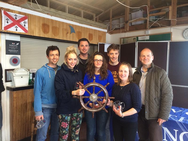 Wessex Exempt - 2014 RYA Team Racing Nationals Champions (l to r) - Jon Pinner, Kat Friend, Tom Heywood, Kerry Capps, Ben Ainsworth, Rachael Williamson & Simon Walworth (Spinnaker Club Commodore) - photo © Keith Sammons