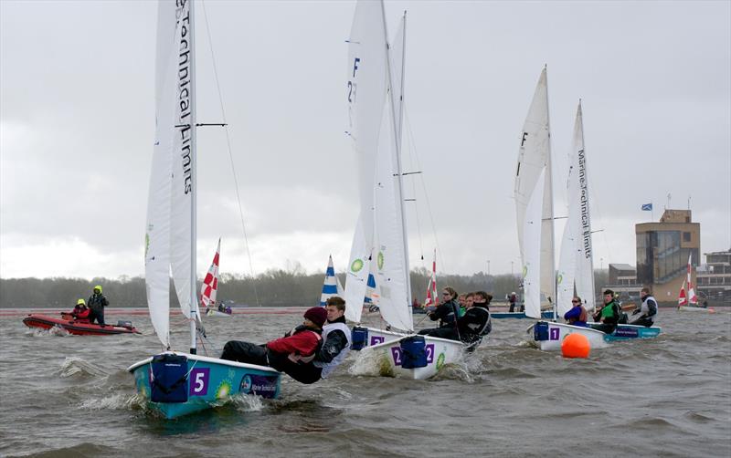 Day 3 action at the 60th British University Team Racing Championships photo copyright Sean Clarkson taken at Strathclyde Loch Sailing Club and featuring the Team Racing class