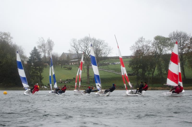 A crowded starboard layline in the semi-final of the Glasgow Grouse 2014 photo copyright Leanne Fischler taken at  and featuring the Team Racing class