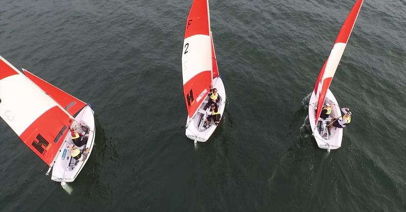 Gold medallists Team USA 1 at the ISAF Team Racing World Championship at Rutland photo copyright Overcam Aerial Imaging / www.overcam.co.uk taken at Rutland Sailing Club and featuring the Team Racing class