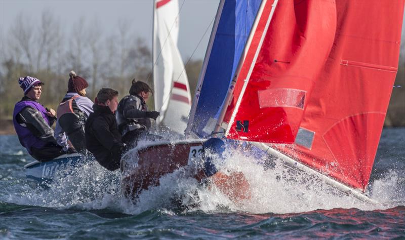 University students race in previous events photo copyright David Eberlin taken at Notts County Sailing Club and featuring the Team Racing class