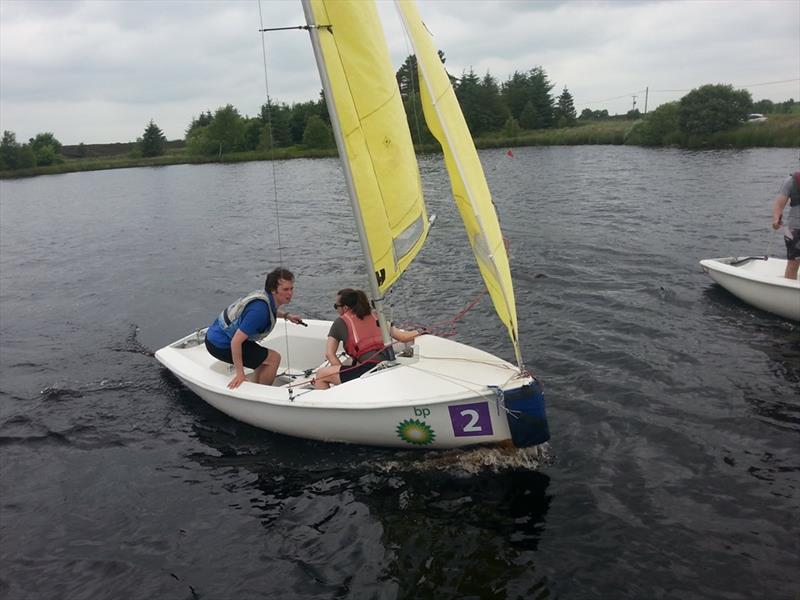 Roast Potato coming in for a changeover during the Scottish Team Racing at Cumbernauld SC photo copyright David Benson taken at Cumbernauld Sailing Club and featuring the Team Racing class