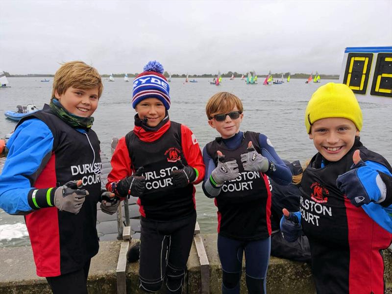 Durlston Court sailors at the RYA Eric Twiname Youth and Junior Team Racing Championship photo copyright Mark Jardine taken at Oxford Sailing Club and featuring the Team Racing class