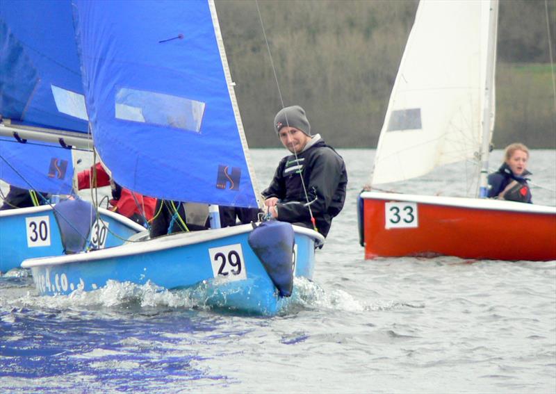 Exeter Excalibur team racing at Roadford Lake photo copyright Exeter University Sailing Club taken at Roadford Lake Sailing Club and featuring the Team Racing class