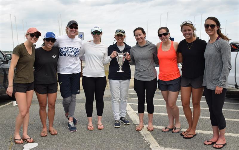 2021 NYYC Women's 2v2 Team Race - Winning New York Yacht Club Team (L- R): Allison Ferraris, Bianca Rom, Cory Sertl, Emily Maxwell (Team Captain), PRO Clare Harrington, Abby Preston, Laura Ann Keller, Erika Reineke and Lyndsey Gibbons-Neff photo copyright Stuart Streuli / New York Yacht Club taken at New York Yacht Club and featuring the Team Racing class