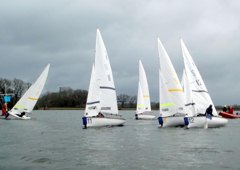 2023 RYA / UKTRA National Team Racing Championships Final Finish in Race 1 photo copyright Nigel Vick taken at Bough Beech Sailing Club and featuring the Team Racing class