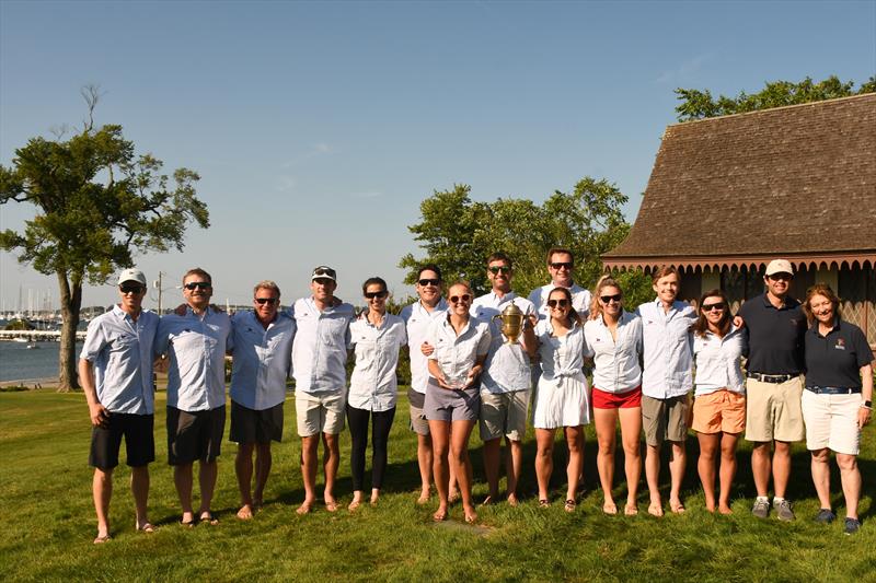 Morgan Cup 2023 - Alex Cook, Bill Lynn, Kate Barrows, Peter Lynn, Clinton Hayes, Spencer Powers, Mike Kanare, Paula Grasberger, David Thompson, Hannah Lynn, Lily Litchenstein, Eliza Garry and Sam Rodiger (not in order, PRO AJ Evans Jr. and Rear Commodore  photo copyright Stuart Streuli / New York Yacht Club taken at New York Yacht Club and featuring the Team Racing class