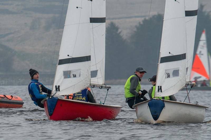 Firefly Winners Derbyshire Blue vs 2nd Place NEYYSA Natives during the NSSA Double Handed Team Racing Championships photo copyright Dave Wood taken at Yorkshire Dales Sailing Club and featuring the Team Racing class