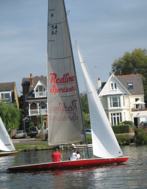 Spindrift making the most of the light wind at the Tamesis Thames A Rater open photo copyright Catherine Kearns taken at Tamesis Club and featuring the Thames A Rater class