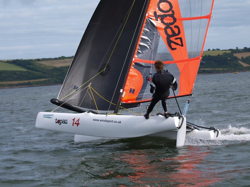 The TOPAZ 14 is a fourteen foot catamaran designed in 2008 by Olympic multihull legends Yves Loday and Robert White photo copyright Jeremy Evans taken at  and featuring the Topaz 14 class