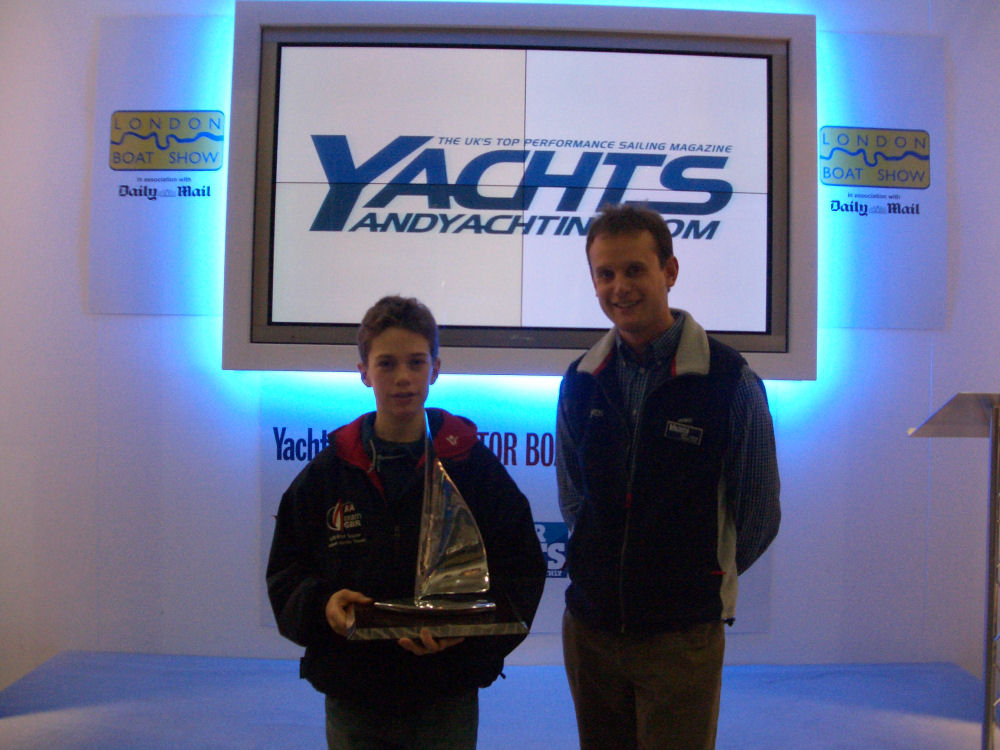 Ben Palmer wins the U16 Trophy at the Yachts and Yachting London Boat Show Pursuit Race photo copyright Sasha Lean-Vercoe taken at  and featuring the Topper class