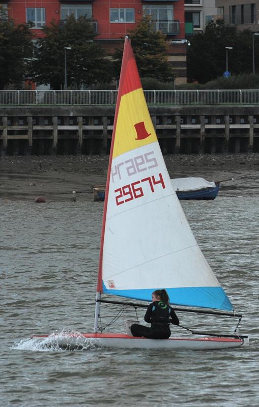 Topper class winner Sasha Martin of Thamesmead YMCA at the London Regatta 2015 photo copyright Clive Reffell taken at Greenwich Yacht Club and featuring the Topper class