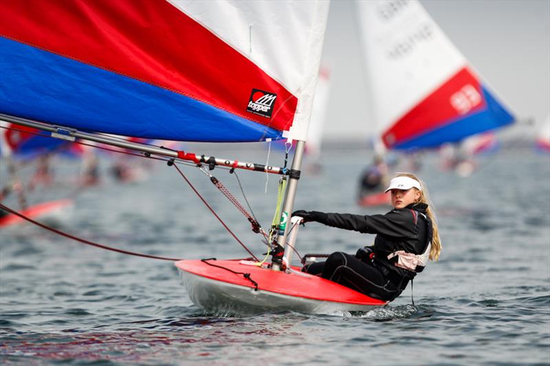 Isabel Wallwork on day 1 of the RYA Eric Twiname Championships photo copyright Paul Wyeth / RYA taken at Rutland Sailing Club and featuring the Topper class