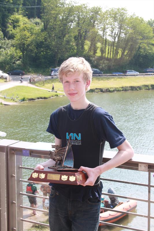 Magnus Handley with Stride Treglown Welsh Toppers trophy photo copyright Hamish Stuart taken at Llandegfedd Sailing Club and featuring the Topper class