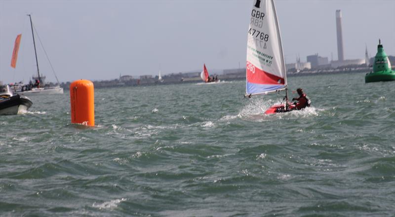 Sam Cooper during the Battle of the Classes at the 2016 Southampton Boat Show photo copyright SailRacer taken at  and featuring the Topper class