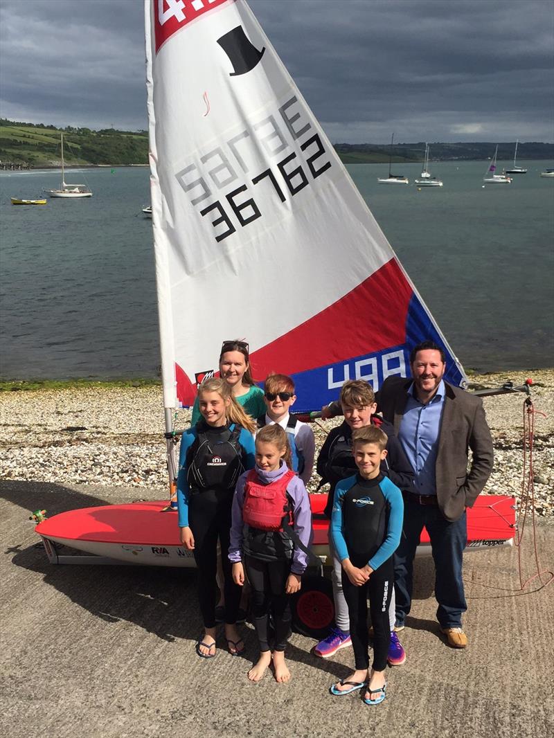 (l-r) Back row; Kelly Patterson, Nicola Williamson (event chairperson), Rory Williamson (sun glasses), Mathew Liddle and Michael Fairfowl (Blazin Digital). Front row; Zoe Whitford and Charlie Patterson photo copyright Tom Jobling taken at East Antrim Boat Club and featuring the Topper class