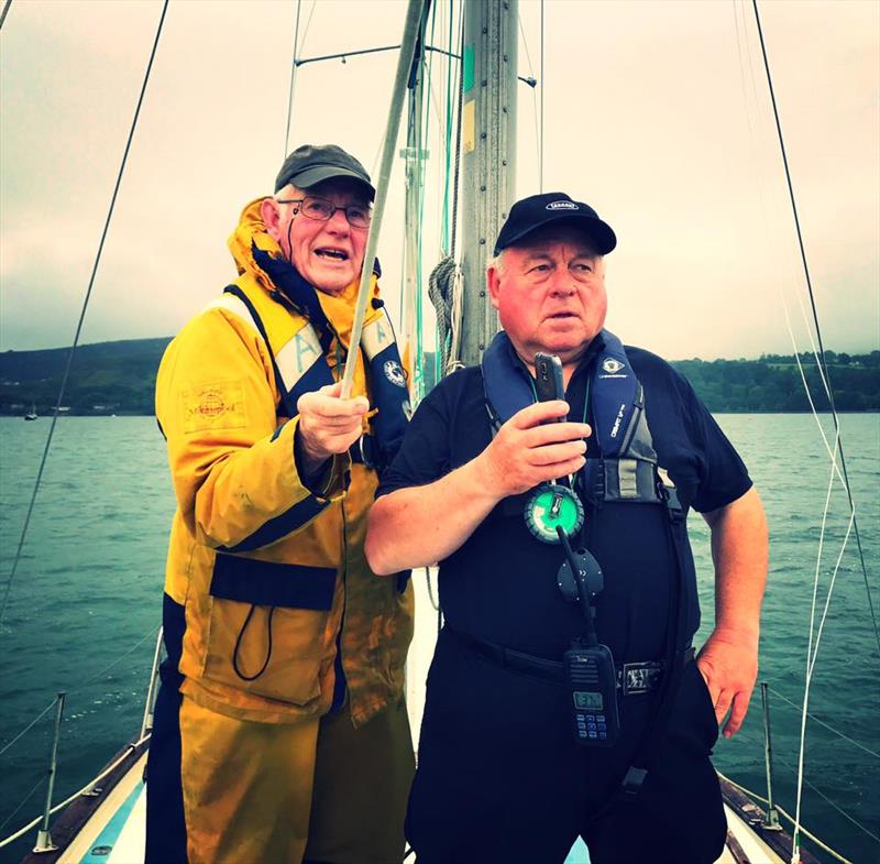RO Richard Doig and assistant Doc Hill at the Blazin Digital Topper Irish Nationals at East Antrim photo copyright Alison Liddell taken at East Antrim Boat Club and featuring the Topper class