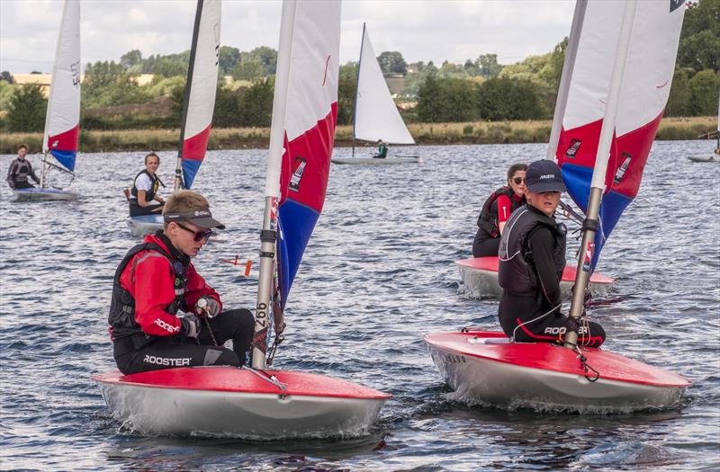 Will Thomas and Ben Pailing battle for second and third at the Notts County SC Junior Open Meeting photo copyright David Eberlin taken at Notts County Sailing Club and featuring the Topper class