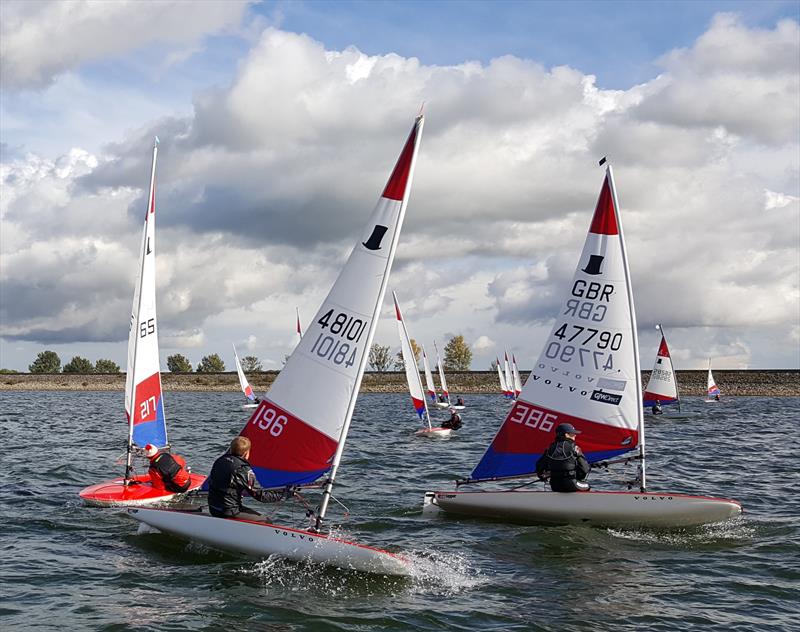 Felix Mcmullan and Ben Paling making good headway during the Topper Midlands Traveller Draycote photo copyright Midlands Topper Fleet taken at Draycote Water Sailing Club and featuring the Topper class