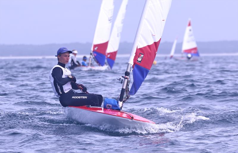 Scott Wilkinson competing at the Topper World Championship photo copyright Simon McIlwaine taken at Le cercle nautique de Loctudy and featuring the Topper class