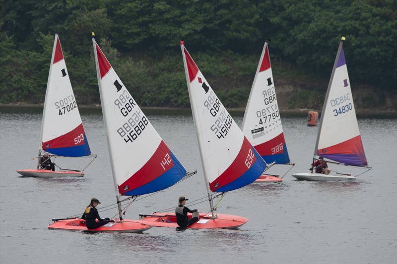 Daisy Desorgher and Kate Robertson leading the girls in race 3 during the Midland Topper Traveller at Staunton Harold photo copyright Iain Ferguson taken at Staunton Harold Sailing Club and featuring the Topper class