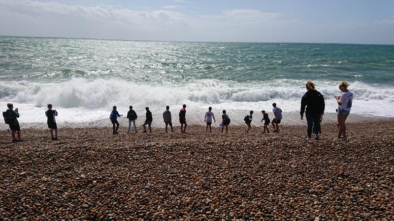 Big waves on Chesil beach on day 1 of the GJW Direct Topper Nationals at the WPNSA photo copyright Natalie Lloyd taken at Weymouth & Portland Sailing Academy and featuring the Topper class