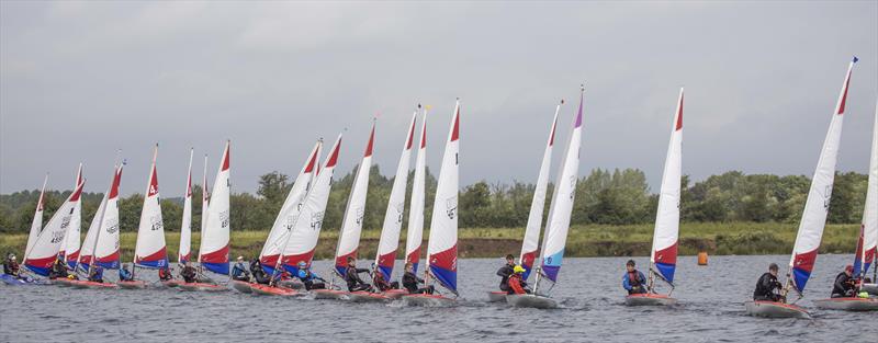 Startline during the Topper Midland Championship at Notts County photo copyright David Eberlin taken at Notts County Sailing Club and featuring the Topper class