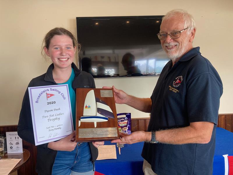 Izzy Denby was very happy to receive the ‘Two Fat Ladies' shield during the Dyson Dash - photo © Adrian Trice