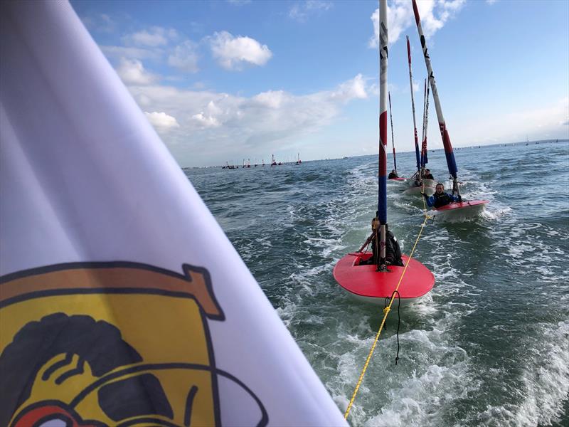 Toppers under tow during the Topper Southern Area Championship at Warsash - photo © Roger Cerrato