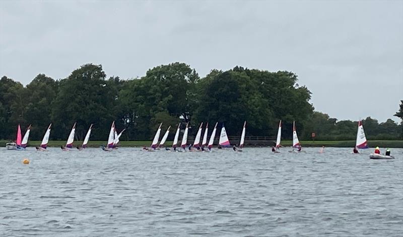 Startline action during Midlands Topper Traveller Round 2 at South Staffs photo copyright Donna Powell taken at South Staffordshire Sailing Club and featuring the Topper class