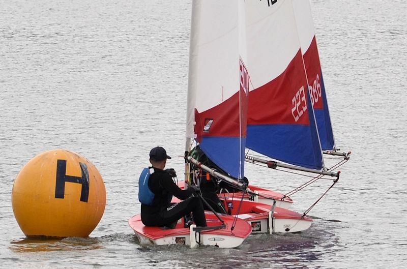 Ultra close racing as the three Midlands Topper Traveller Series leaders head to the finish at Hollowell photo copyright Victoria Turnbull taken at Hollowell Sailing Club and featuring the Topper class