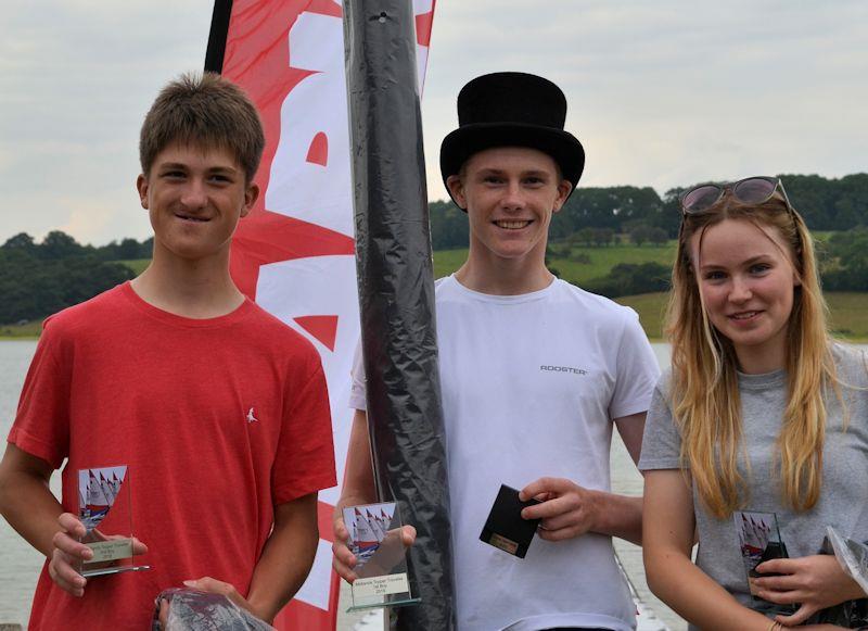 Midlands Topper Traveller Series podium: (L-R) Ben Paling 3rd overall, Will Thomas 1st overall, Kate Robertson 2nd overall photo copyright Victoria Turnbull taken at  and featuring the Topper class