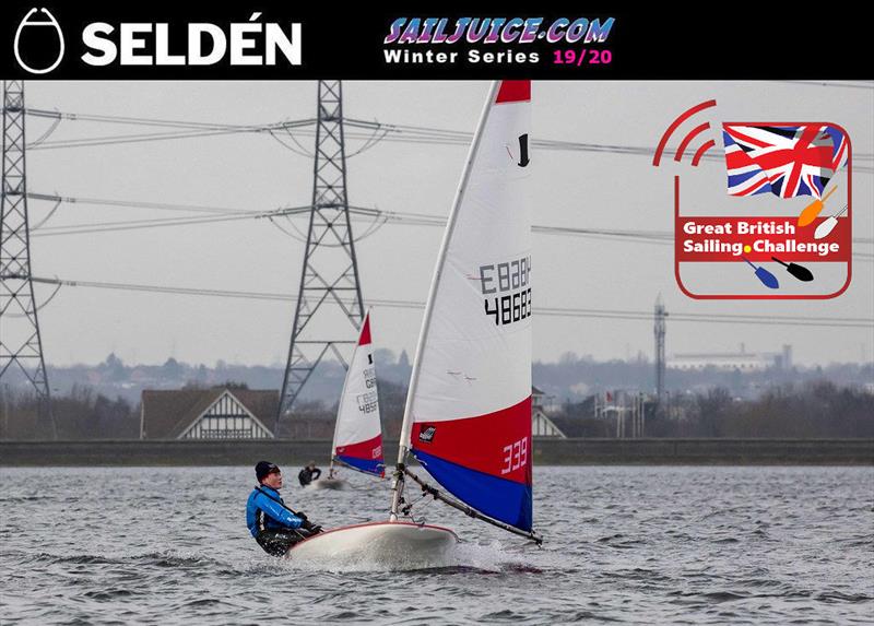 James Crossley win the Junior fleet in the Seldén SailJuice Winter Series photo copyright Tim Olin / www.olinphoto.co.uk taken at  and featuring the Topper class