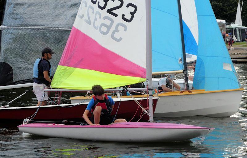 Minima YC Regatta 2020 - New Sailors winner Henry Medcalf's Topper just in front as they come away from the top mark ahead of Lab Mo's Solo and James Budden's Enterprise  photo copyright Rob Mayley taken at Minima Yacht Club and featuring the Topper class