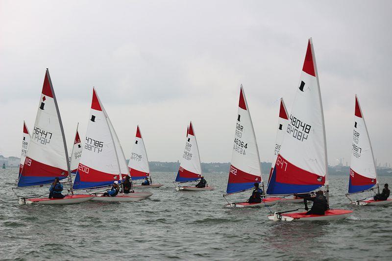 A good turnout at short notice, for the first ever Topper Traveller at Hamble River photo copyright Mike James taken at Hamble River Sailing Club and featuring the Topper class