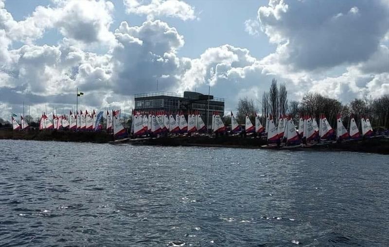 Fleet about to launch during the ITCA Topper Inlands at Grafham photo copyright ITCA GBR taken at Grafham Water Sailing Club and featuring the Topper class